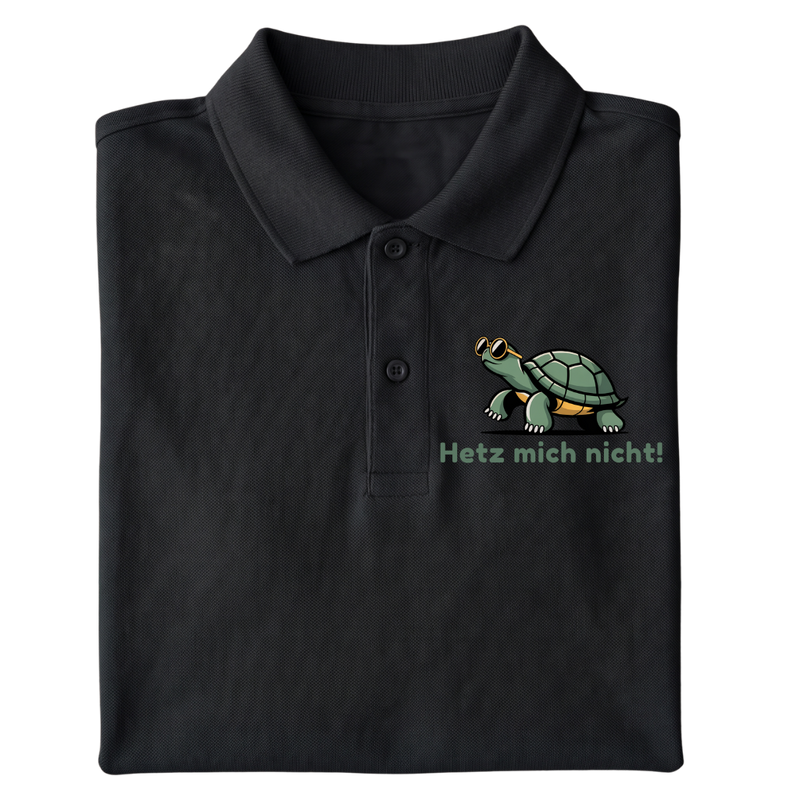 Hetz mich nicht Schildkröte Polo T-Shirt gefaltetes Mockup