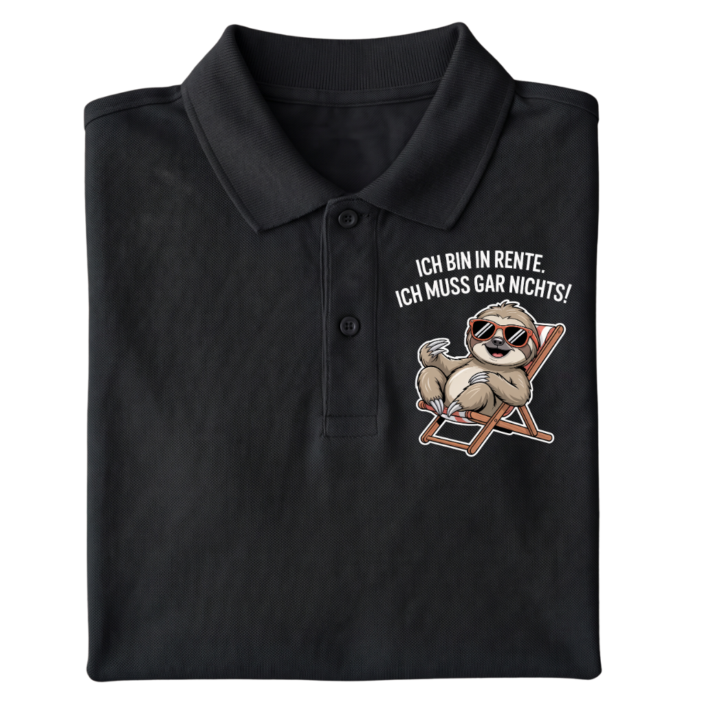 Rente Faultier Polo T-Shirt gefaltetes Mockup