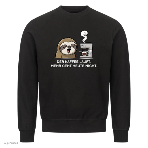 Lustiges Sweatshirt mit Spruch Der Kaffee läuft Faultier, Vorderansicht