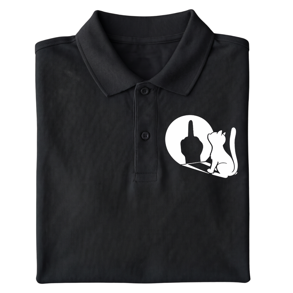 Sarkastische Katze Polo T-Shirt gefaltetes Mockup