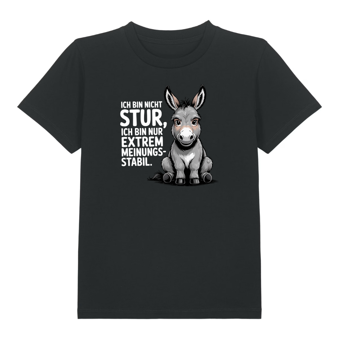Sturer Esel Kinder T-Shirt Schwarz Vorderseite