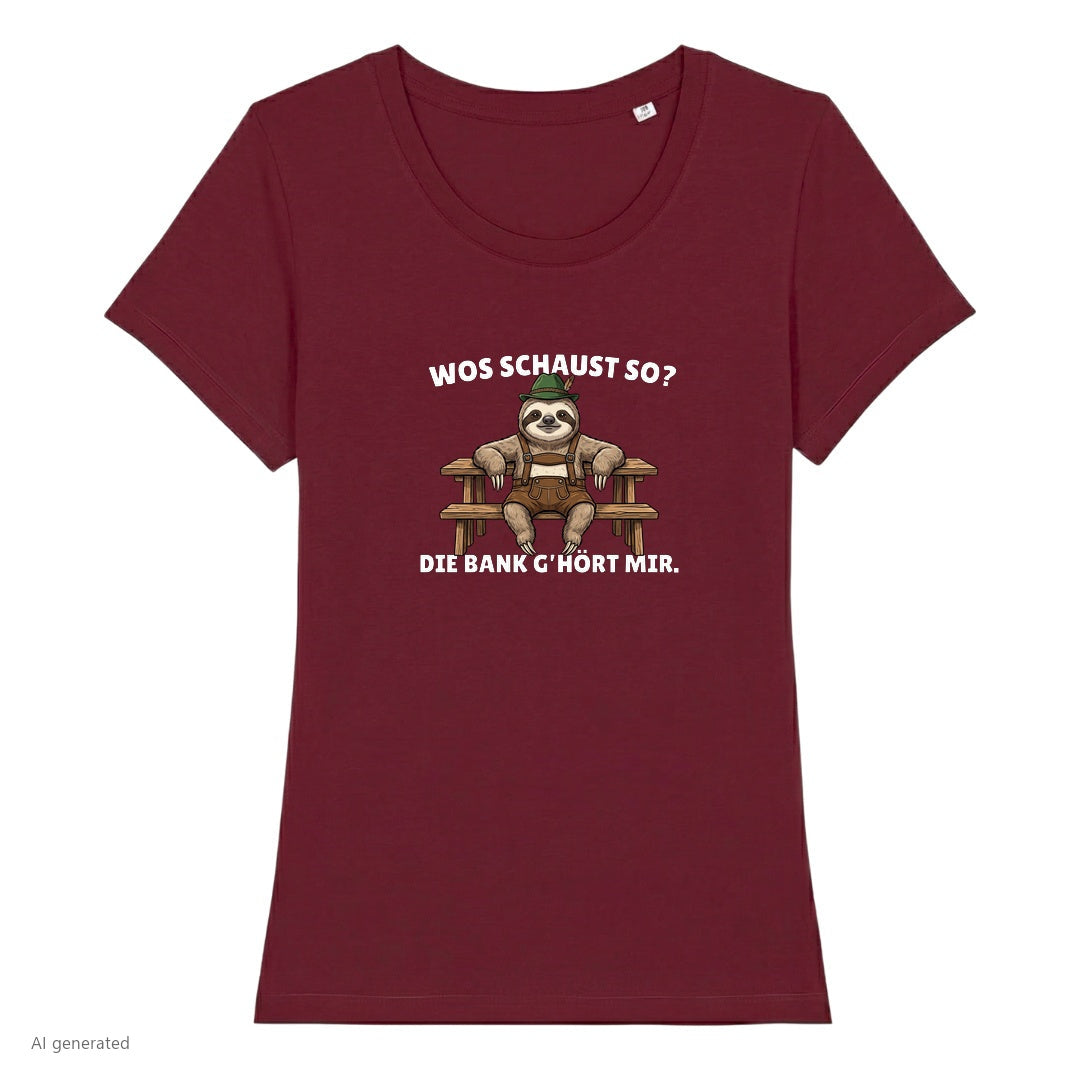 Die Bank gehört mir Wiesn Damen T-Shirt in Burgunder