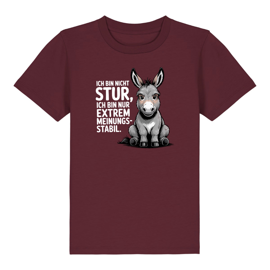 Sturer Esel Kinder T-Shirt Burgunder Vorderseite