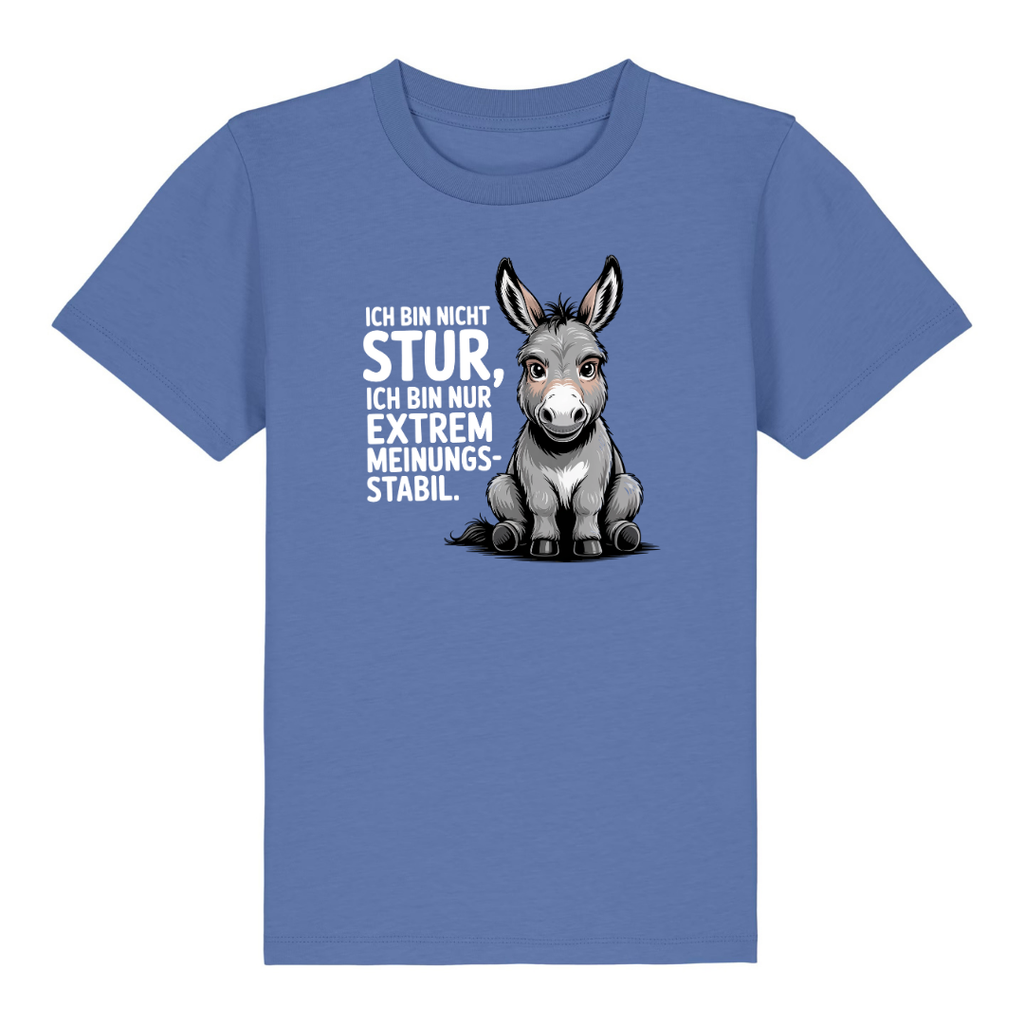 Sturer Esel Kinder T-Shirt Blau Vorderseite