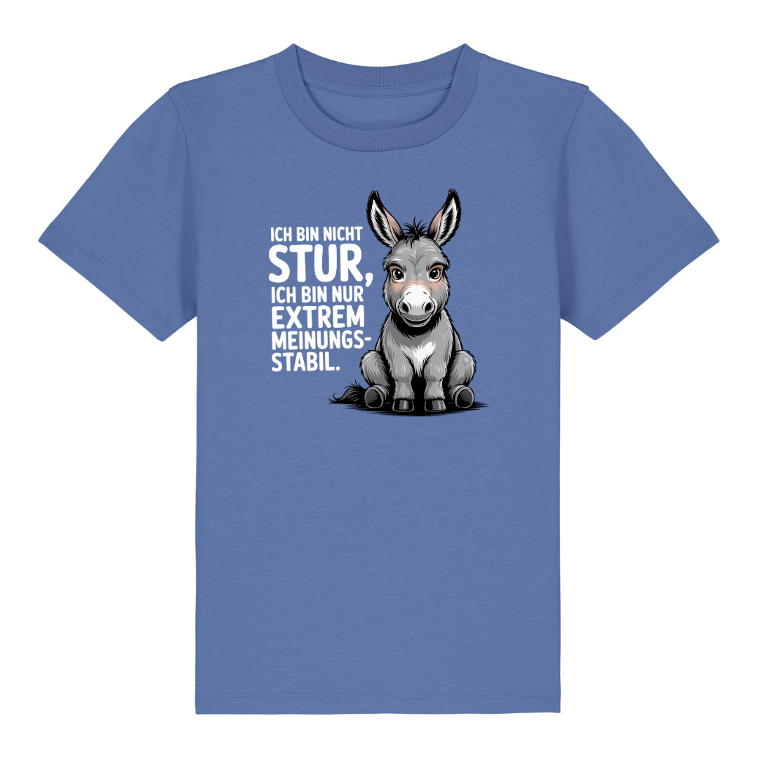 Sturer Esel Kinder T-Shirt Blau Vorderseite