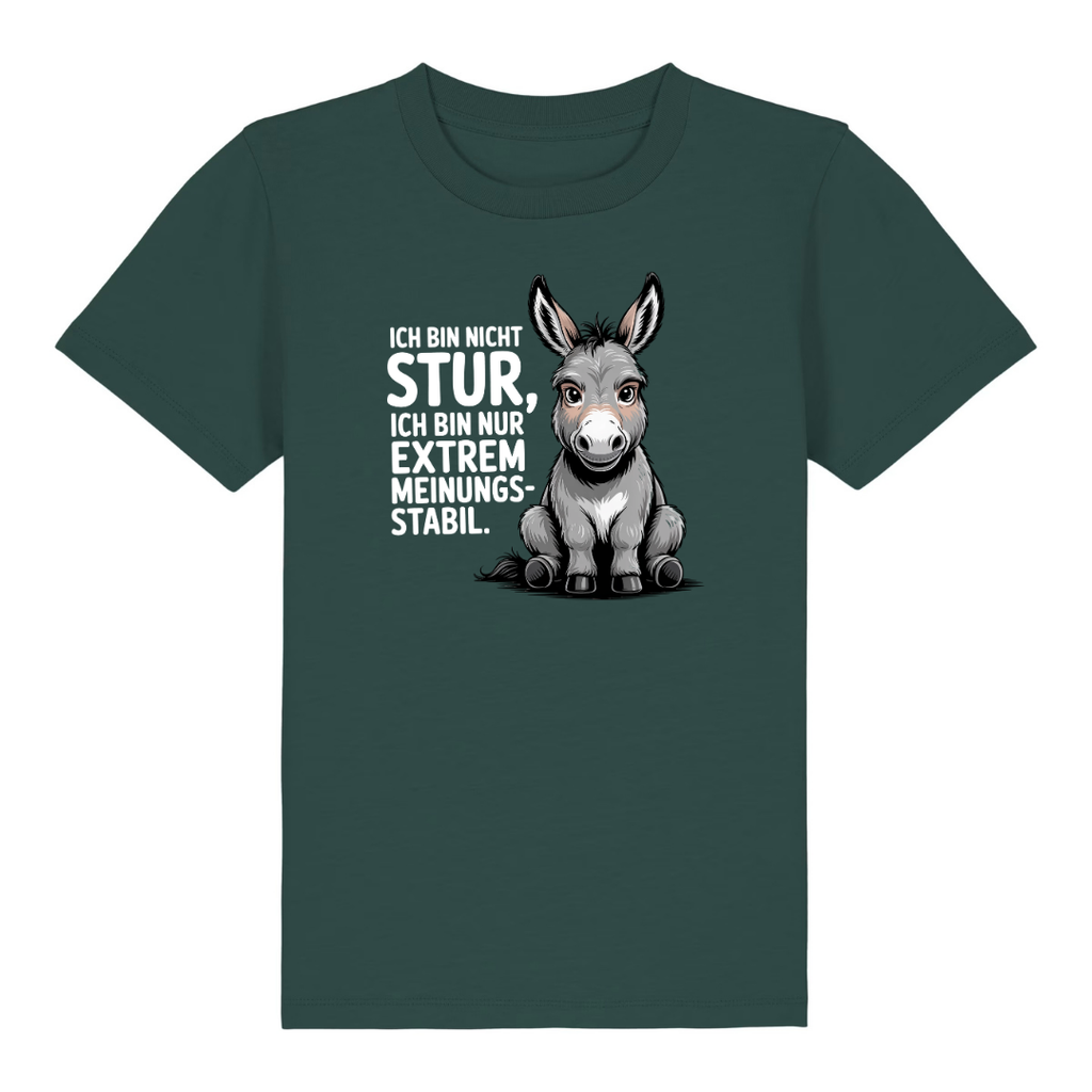 Sturer Esel Kinder T-Shirt Grün Vorderseite
