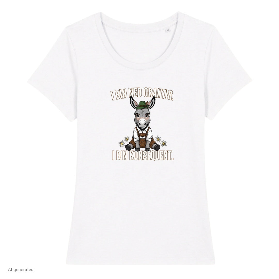 Grantiger Esel Wiesn Damen T-Shirt in Weiß