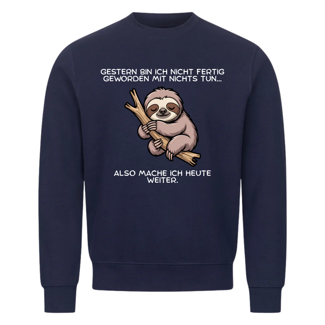 Sweatshirt Nicht fertig geworden mit Nichtstun, getragen