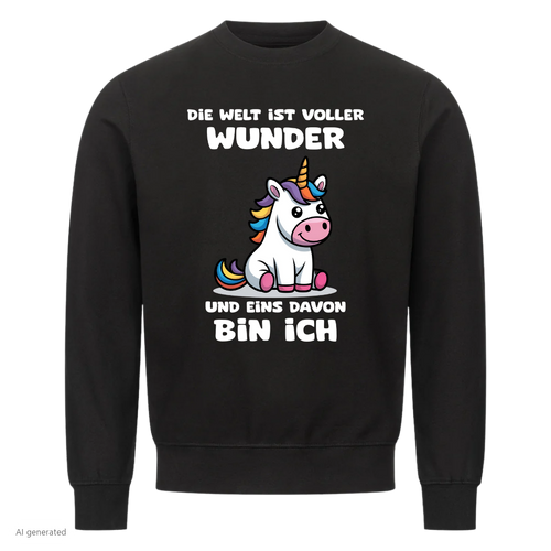 Lustiges Sweatshirt mit Spruch Die Welt ist voller Wunder, Vorderansicht