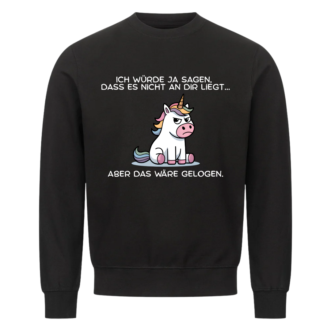 Lustiges Sweatshirt mit Spruch Es liegt nicht an dir, Vorderansicht