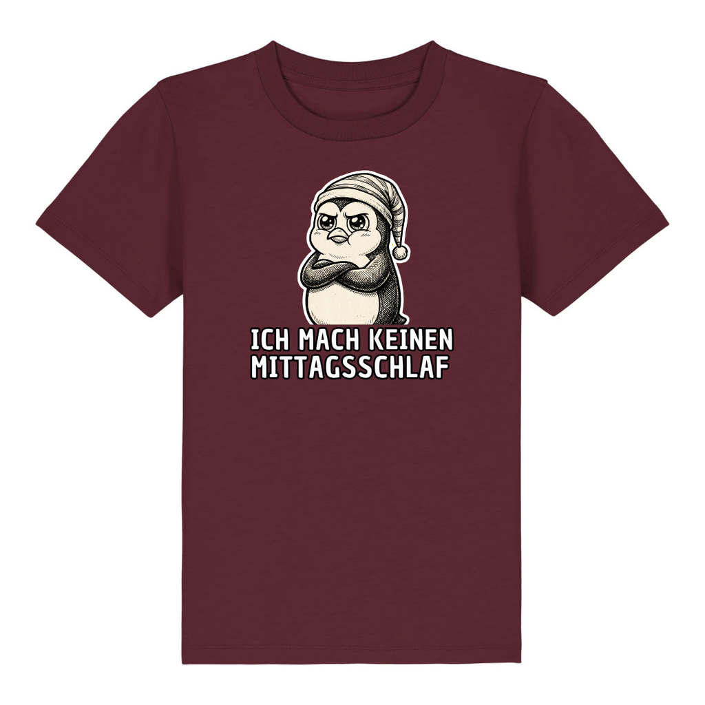 Kein Mittagsschlaf Kinder T-Shirt Burgunder Vorderseite