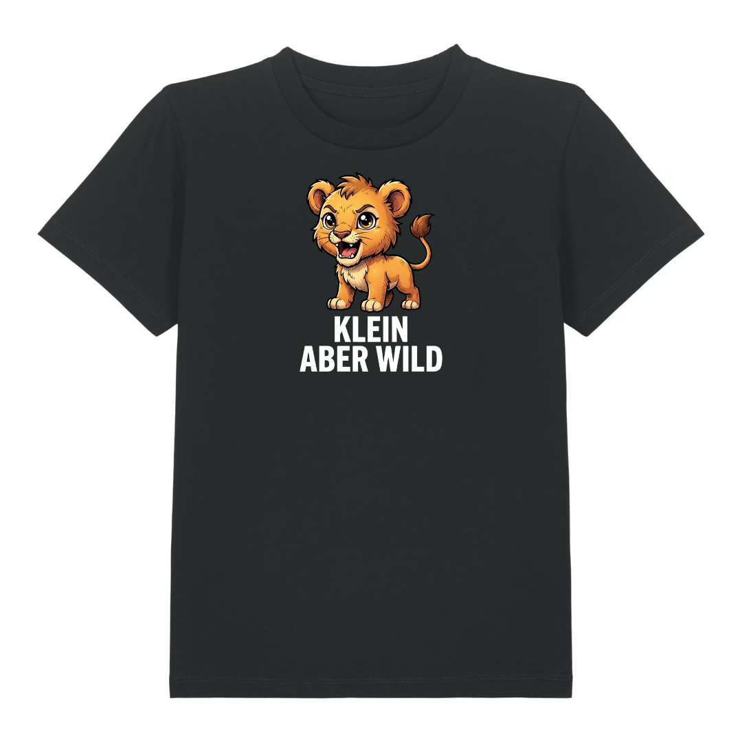 Klein aber wild Kinder T-Shirt Schwarz Vorderseite