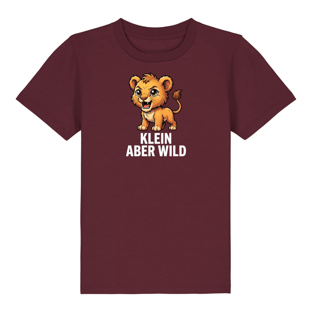 Klein aber wild Kinder T-Shirt Burgunder Vorderseite