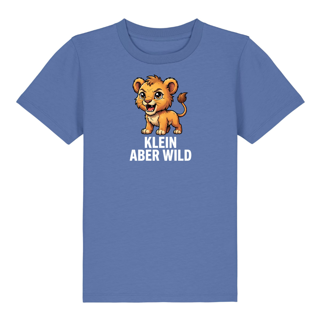 Klein aber wild Kinder T-Shirt Blau Vorderseite