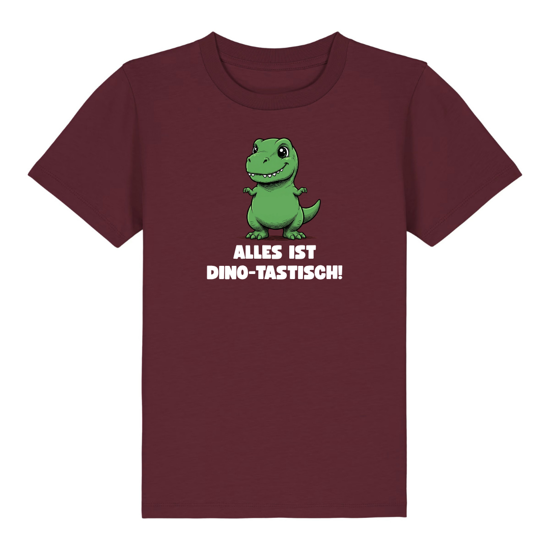 Dinotastisch Kinder T-Shirt Burgunder Vorderseite