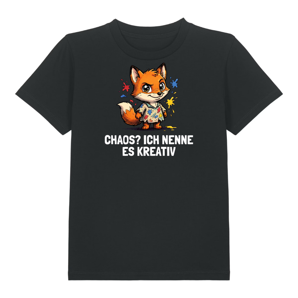 Kreativer Fuchs Kinder T-Shirt Schwarz Vorderseite
