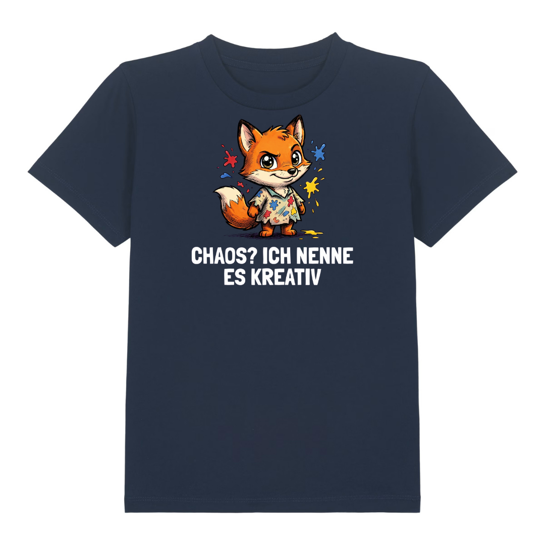 Kreativer Fuchs Kinder T-Shirt Navy Vorderseite