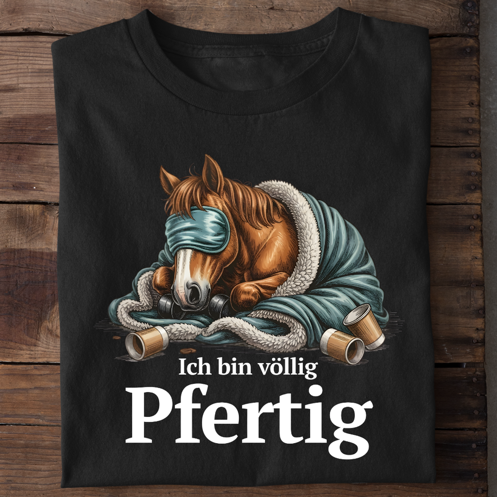 T-Shirt Völlig Pfertig, getragen