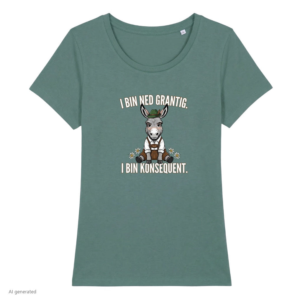 Grantiger Esel Wiesn Damen T-Shirt in Green Bay