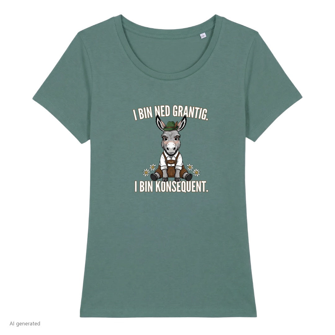 Grantiger Esel Wiesn Damen T-Shirt in Green Bay
