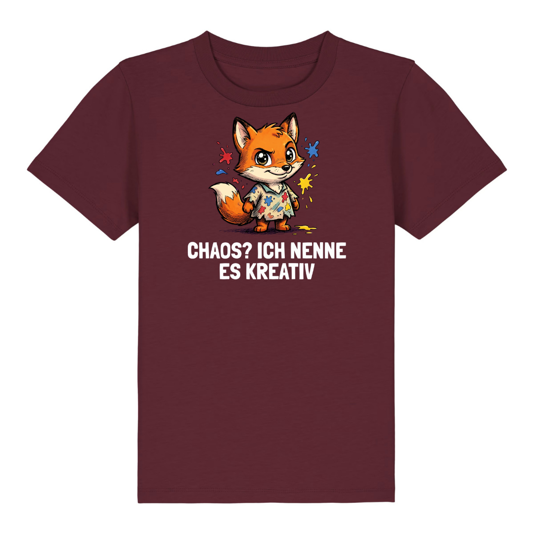 Kreativer Fuchs Kinder T-Shirt Burgunder Vorderseite