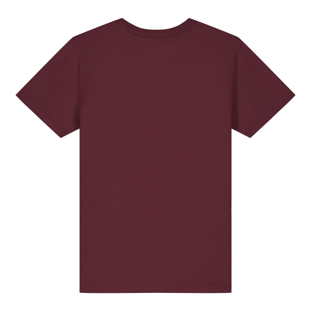 Kreativer Fuchs Kinder T-Shirt Burgunder Rückseite