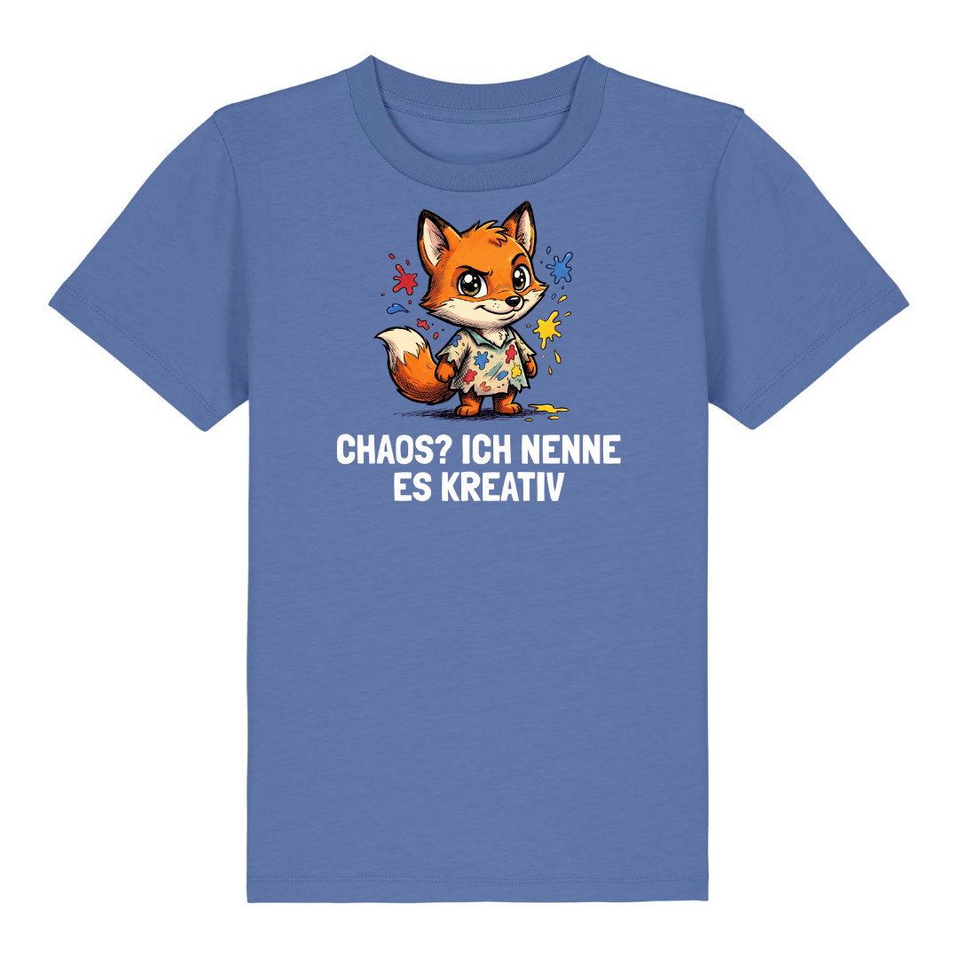 Kreativer Fuchs Kinder T-Shirt Blau Vorderseite