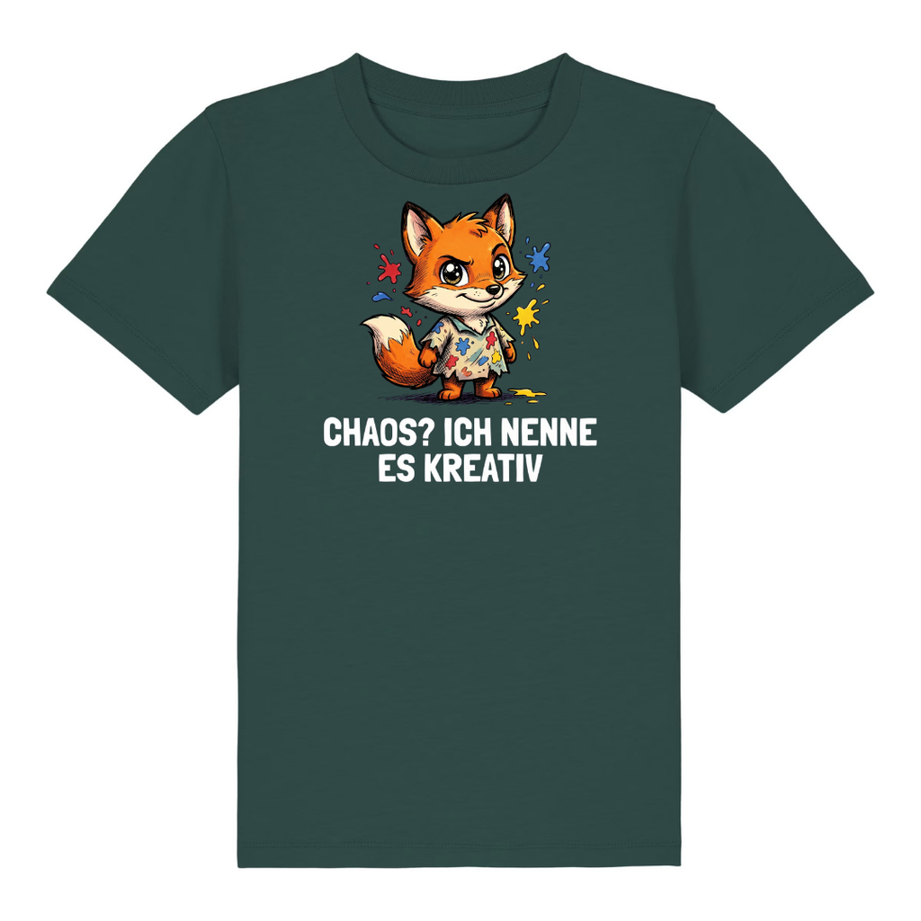 Kreativer Fuchs Kinder T-Shirt Grün Vorderseite