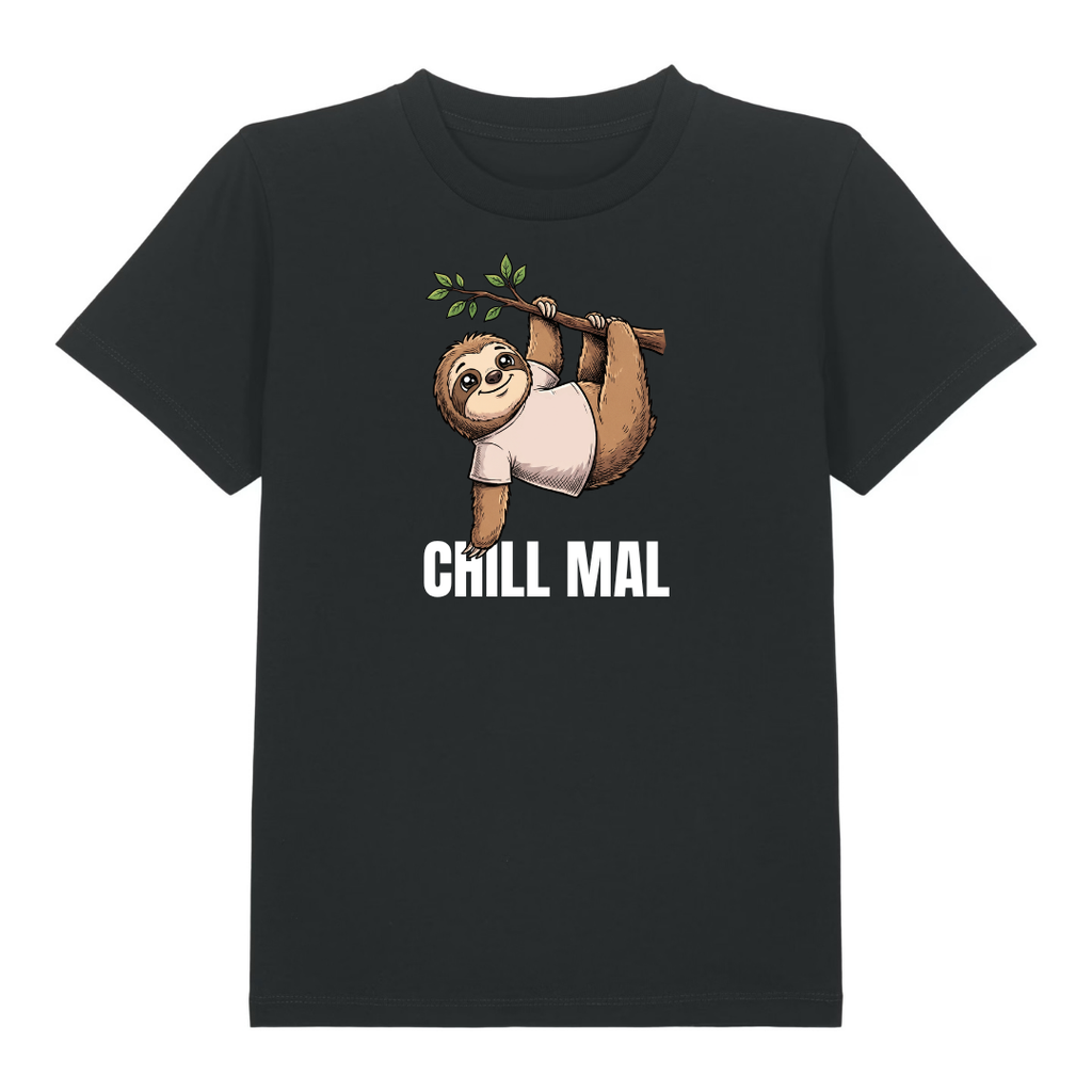 Chill mal Faultier Kinder T-Shirt Schwarz Vorderseite