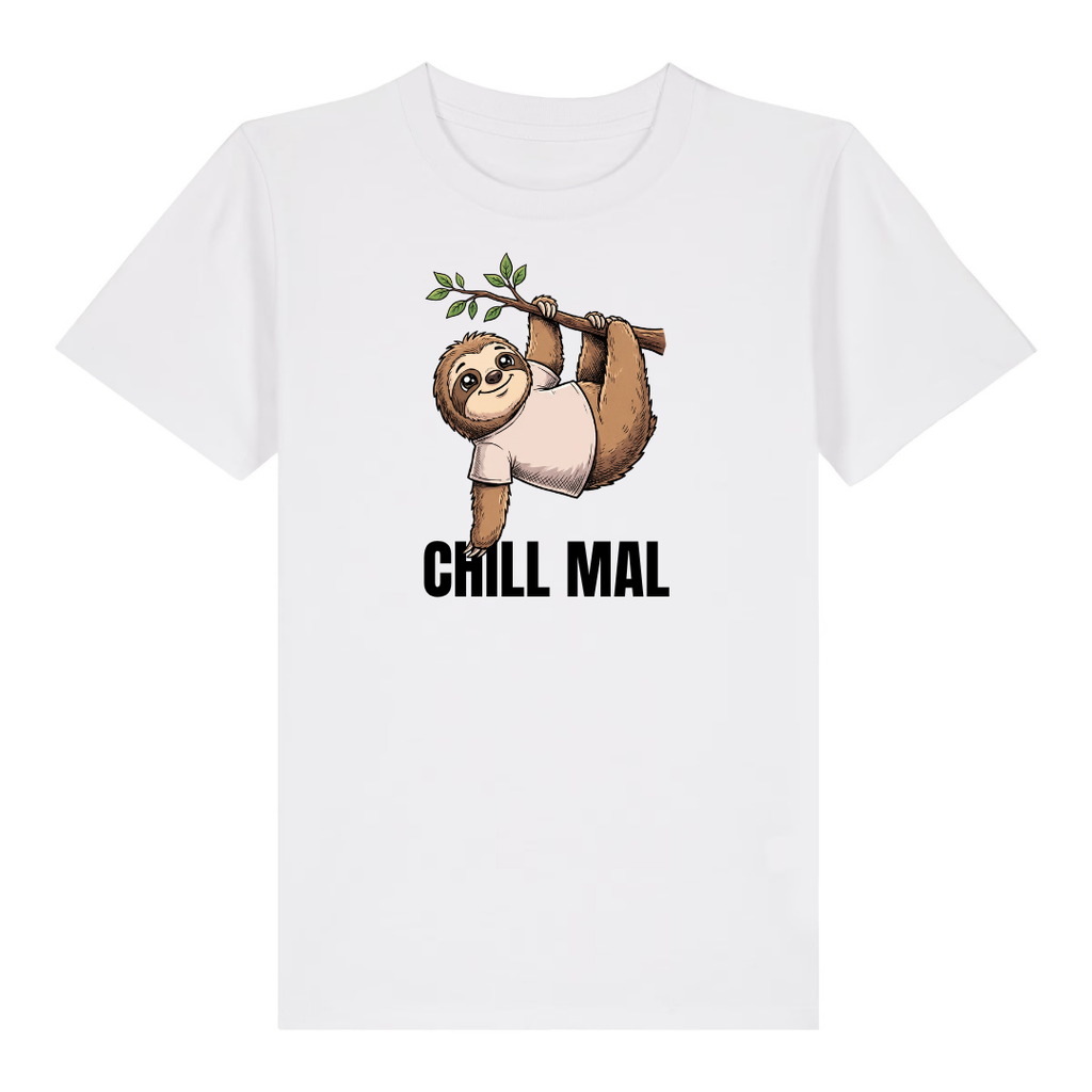 Chill mal Faultier Kinder T-Shirt Weiß Vorderseite