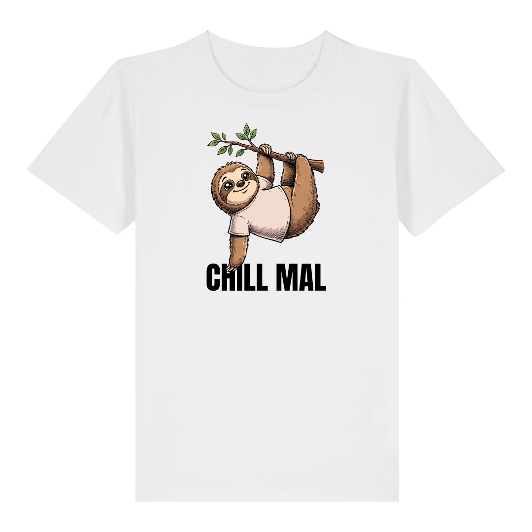 Chill mal Faultier Kinder T-Shirt Weiß Vorderseite
