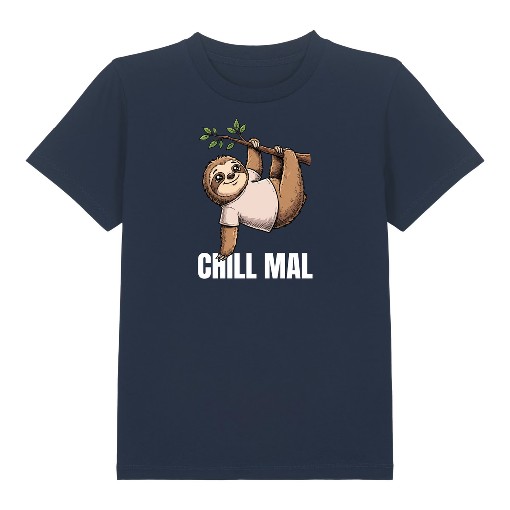 Chill mal Faultier Kinder T-Shirt Navy Vorderseite