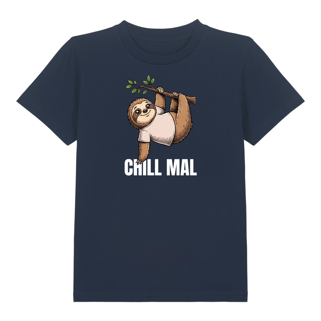 Chill mal Faultier Kinder T-Shirt Navy Vorderseite