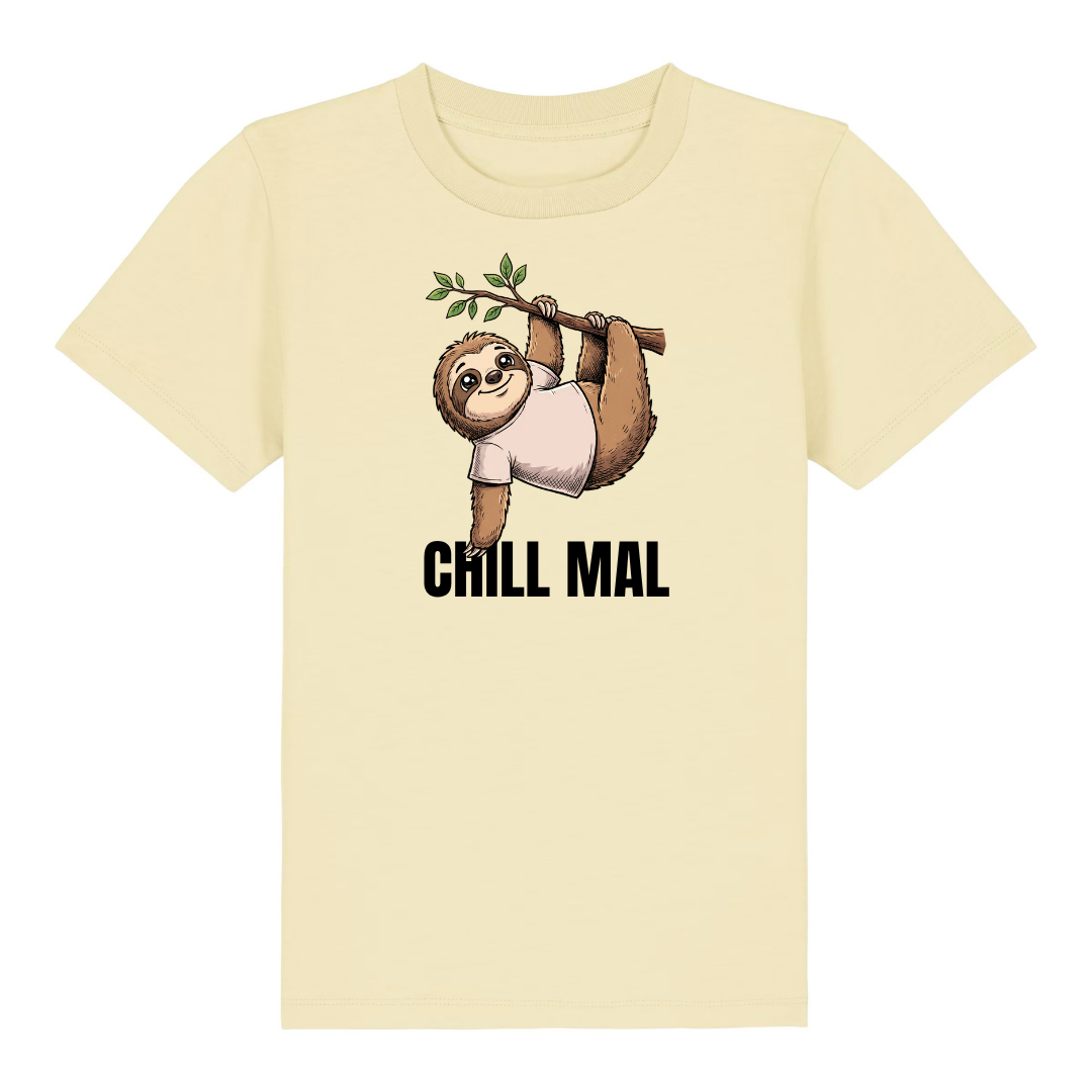 Chill mal Faultier Kinder T-Shirt Butter Vorderseite