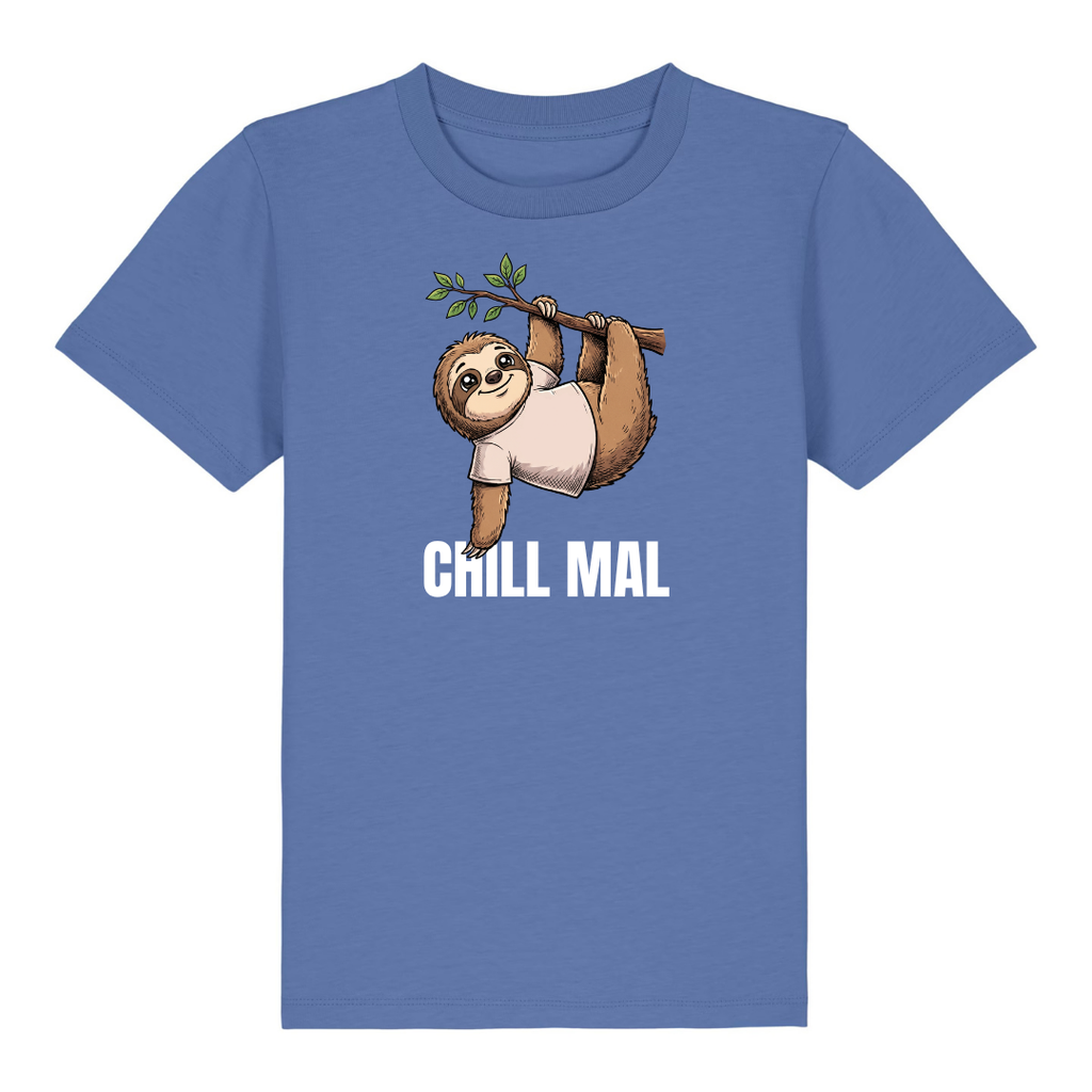 Chill mal Faultier Kinder T-Shirt Blau Vorderseite