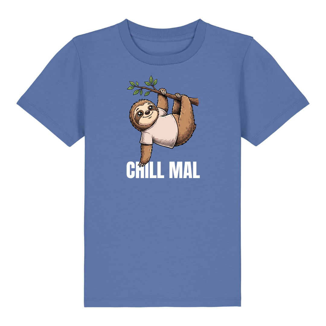 Chill mal Faultier Kinder T-Shirt Blau Vorderseite