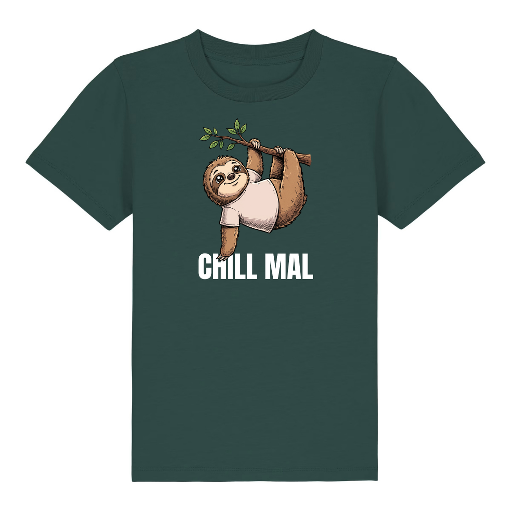 Chill mal Faultier Kinder T-Shirt Grün Vorderseite