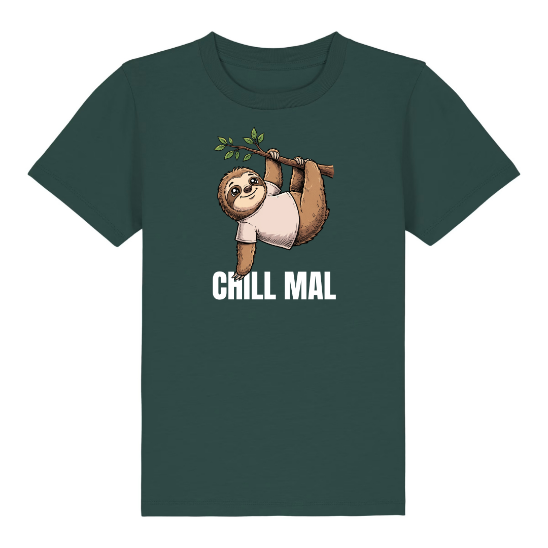 Chill mal Faultier Kinder T-Shirt Grün Vorderseite