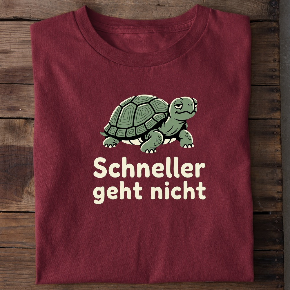 Unisex Bio-T-Shirt von Beyond Humor mit dem Spruch 'Schneller geht nicht'
