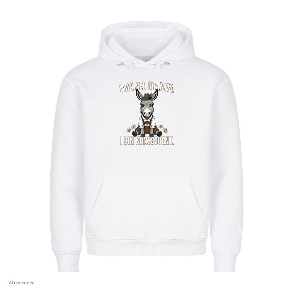 Grantiger Esel Wiesn Hoodie in Weiß