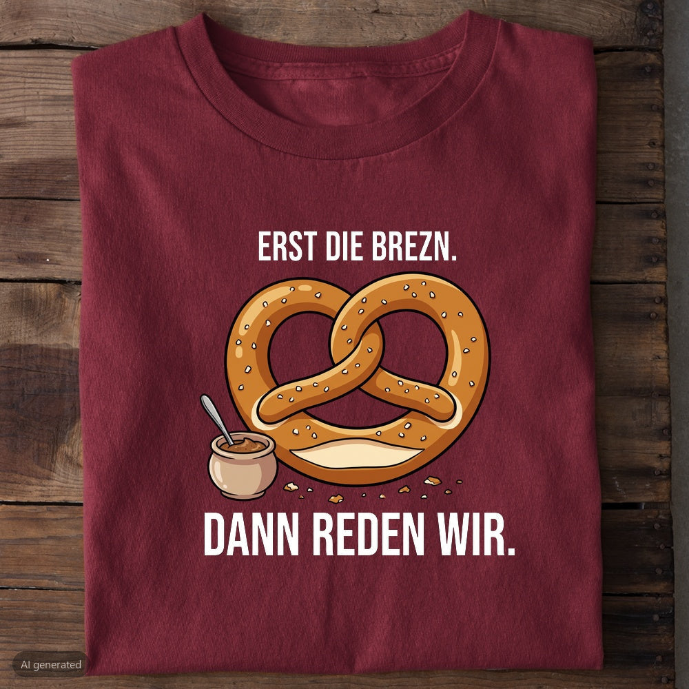 Erst die Brezn Wiesn T-Shirt in Burgunder