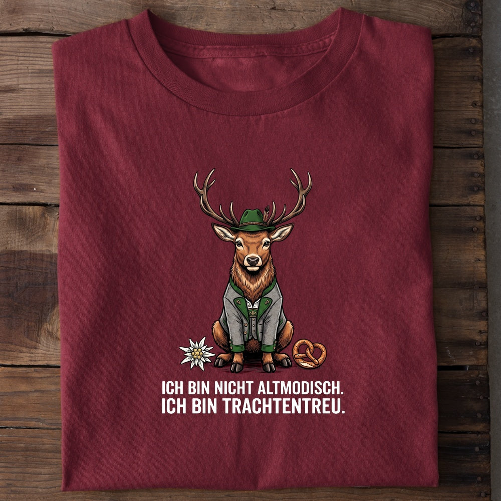 Ich bin nicht altmodisch Wiesn T-Shirt in Burgunder