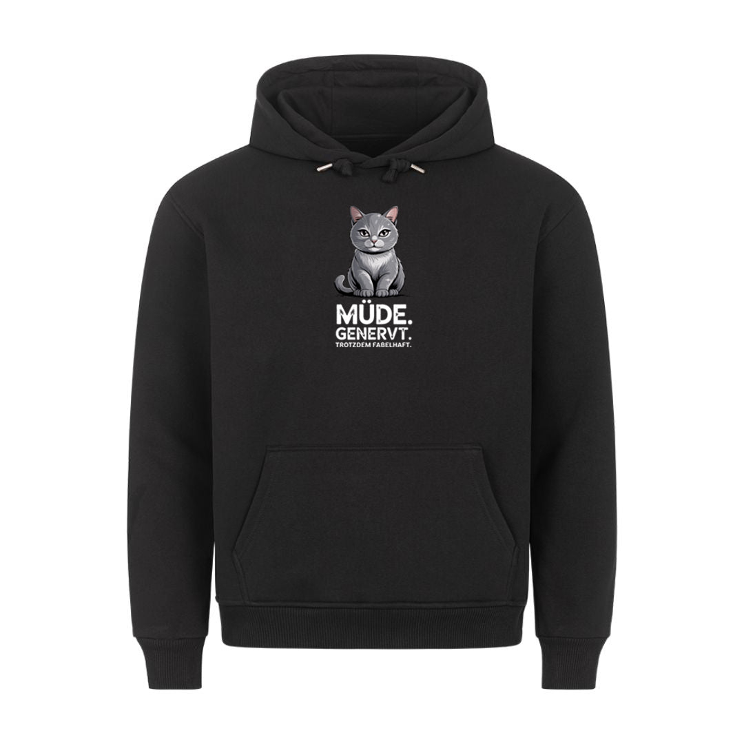 Lustiger Hoodie mit Spruch Mäßig genervt, Vorderansicht