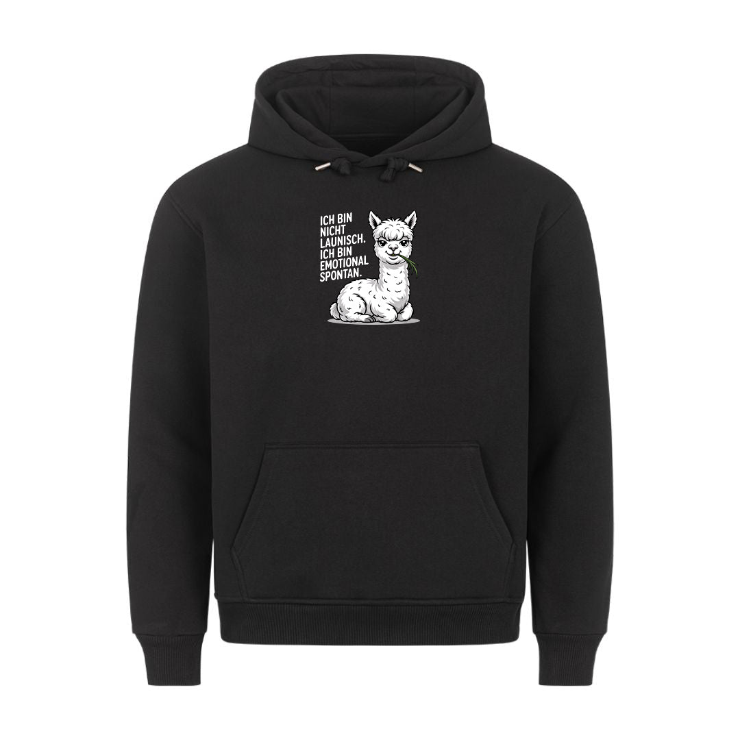 Lustiger Hoodie mit Spruch Emotional Spontan, Vorderansicht