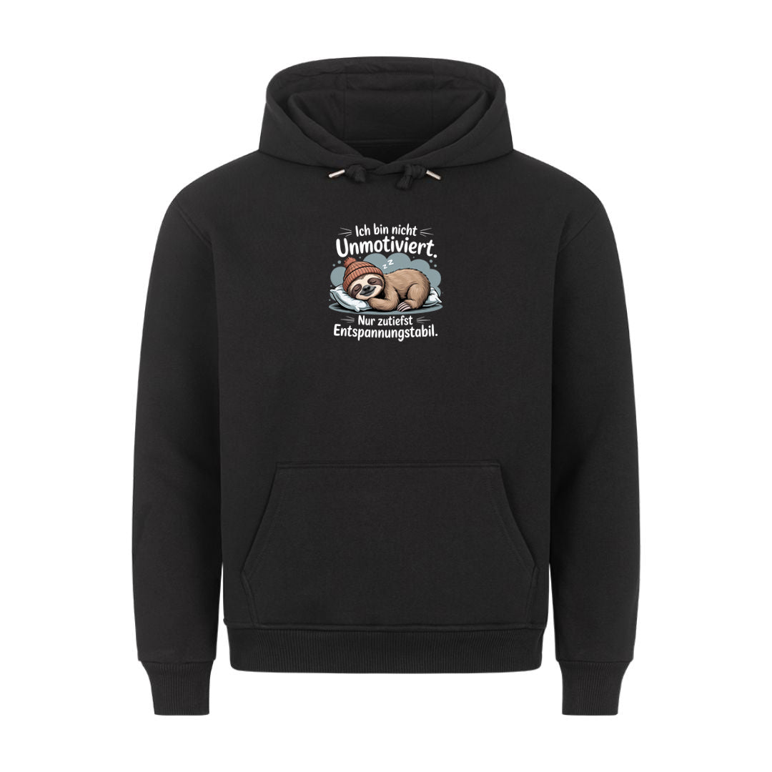 Lustiger Hoodie mit Spruch Entspannungsstabil, Vorderansicht