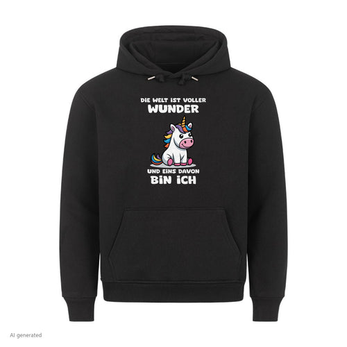 Lustiger Hoodie mit Spruch Die Welt ist voller Wunder, Vorderansicht