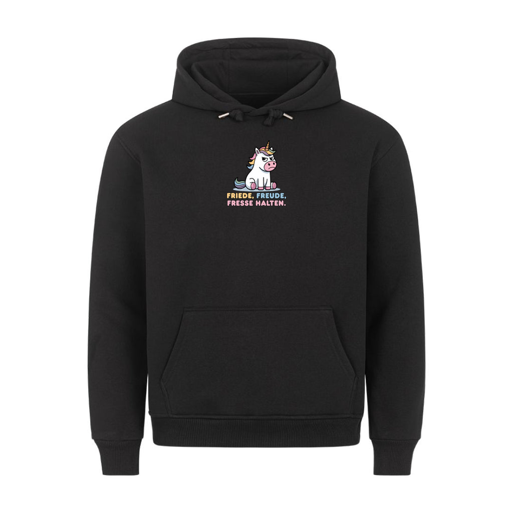 Lustiger Hoodie mit Spruch Friede Freude Fresse Halten, Vorderansicht