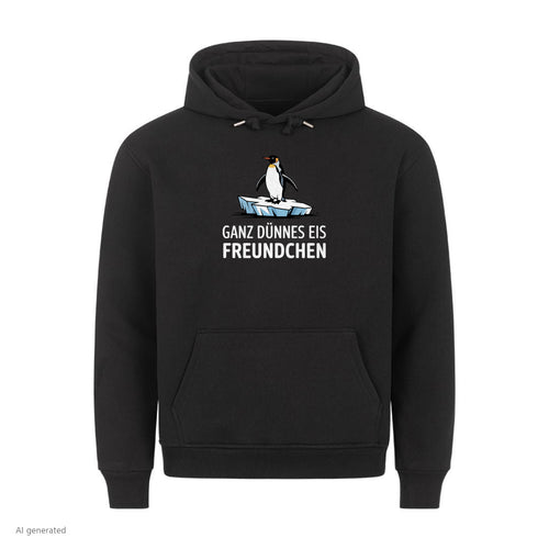 Lustiger Hoodie mit Spruch Dünnes Eis Freundchen, Vorderansicht