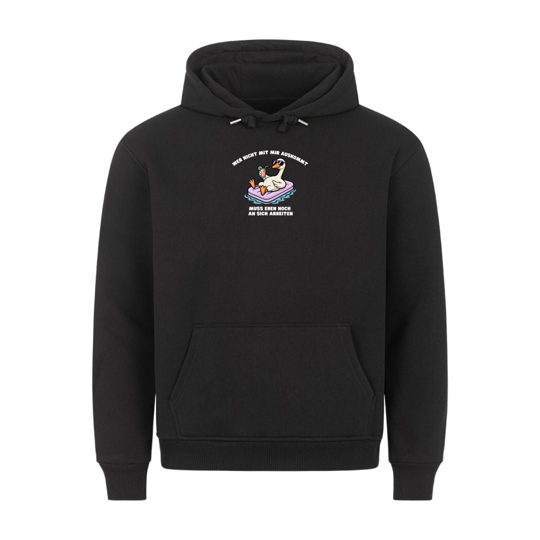 Lustiger Hoodie mit Spruch Wer nicht mit mir auskommt, Vorderansicht