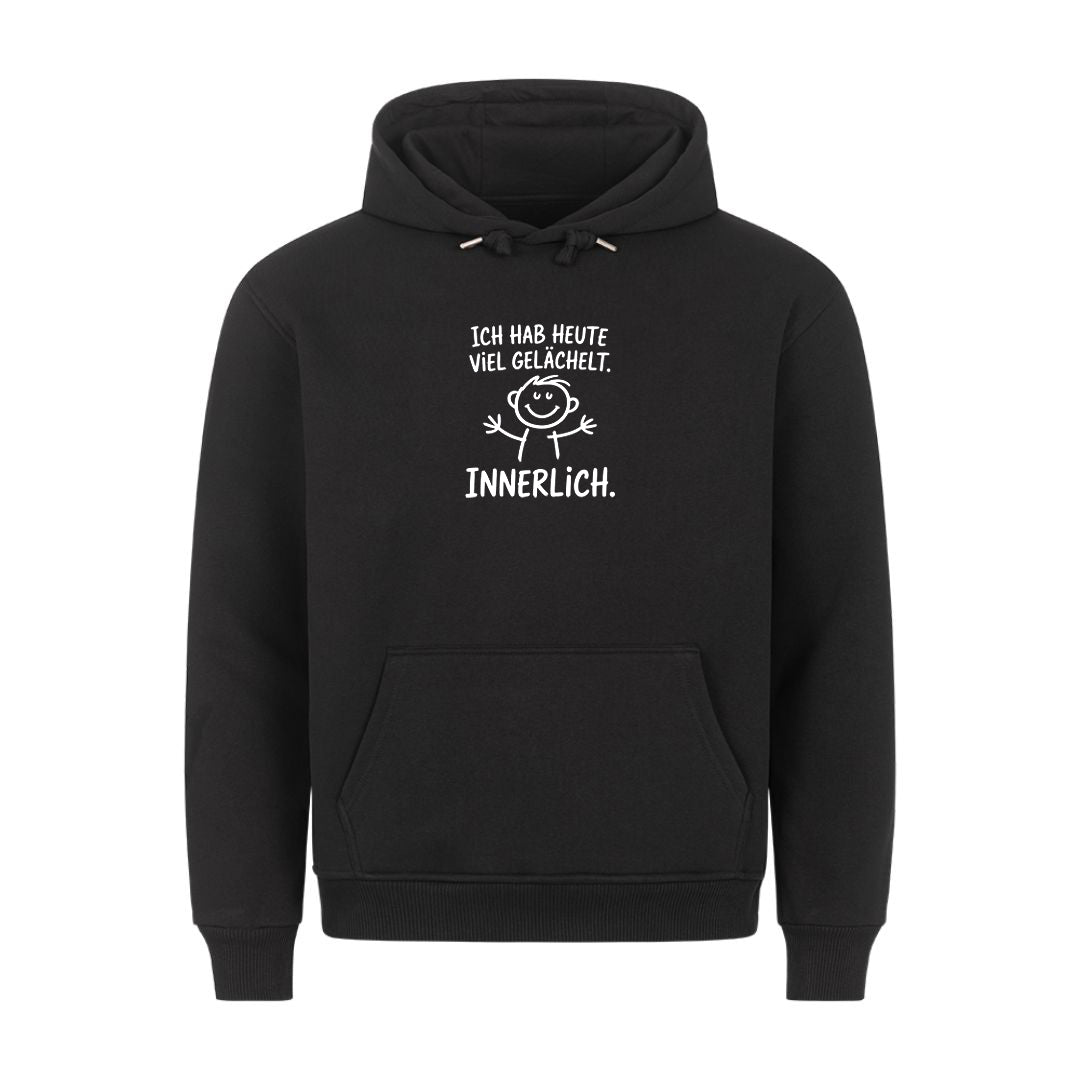 Lustiger Hoodie mit Spruch innerlich gelächelt, Vorderansicht